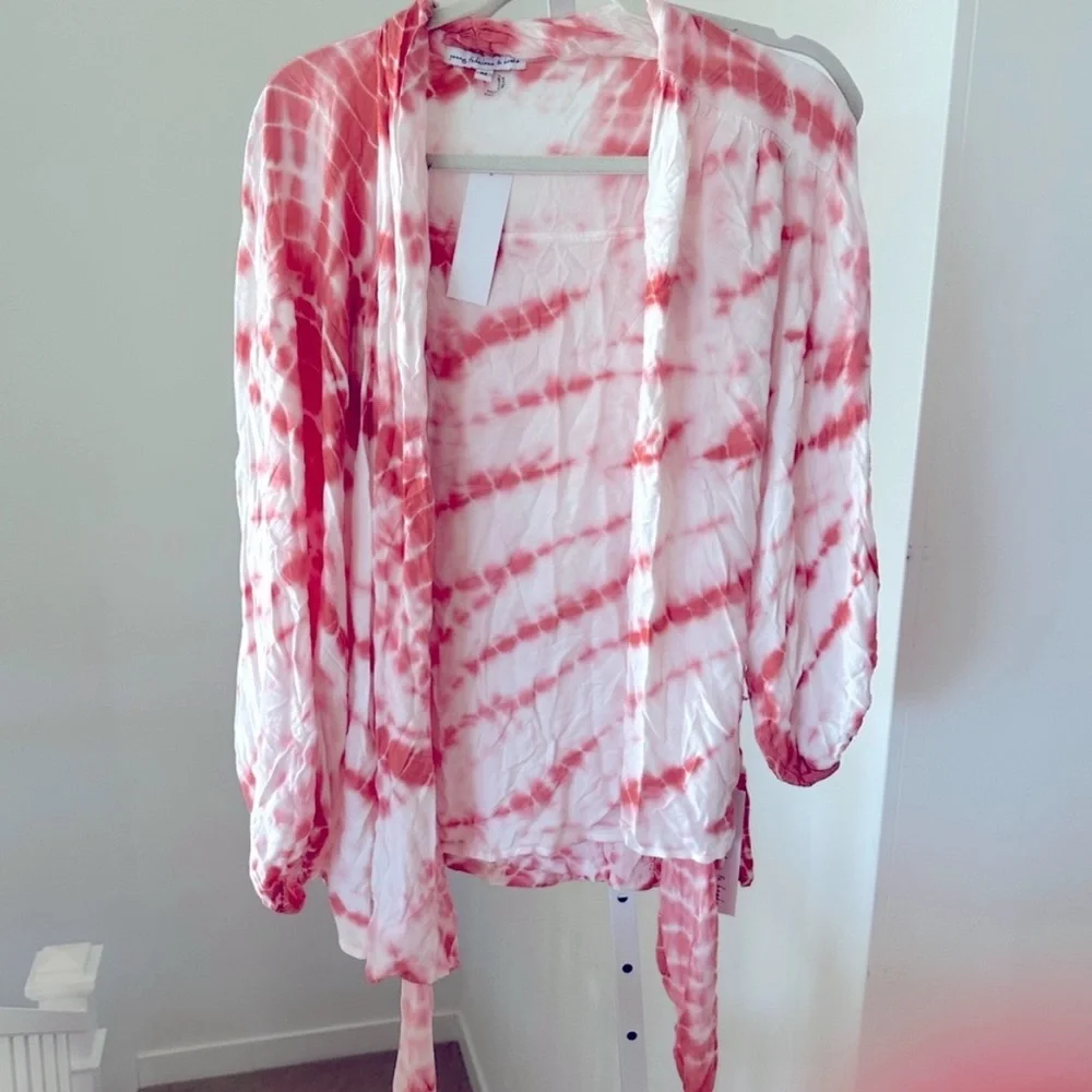 NWT • Young Fabulous & Broke Tie-Dye Tie-Front Carmen Top • Women’s Medium